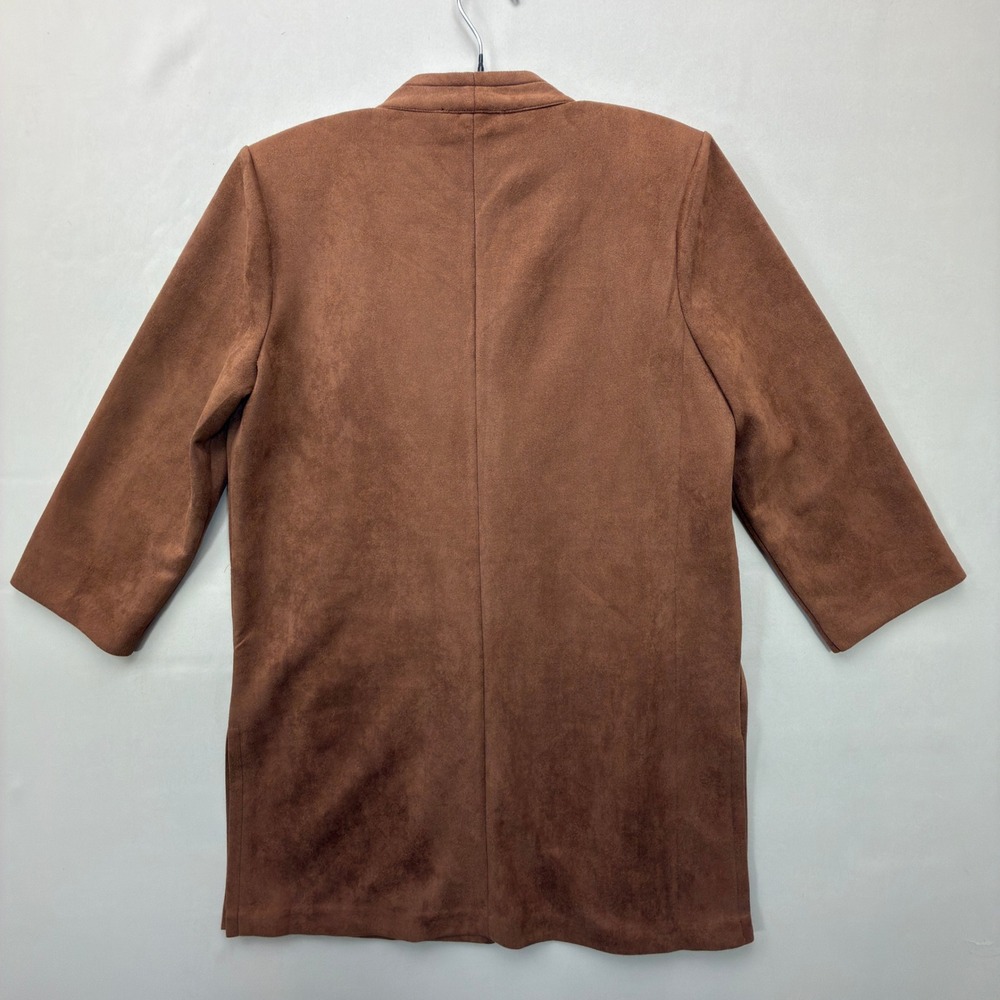 NYCC Faux Suede Jacket Women's Medium Open Front Pockets Brown Solid Regular - Picture 2 of 8